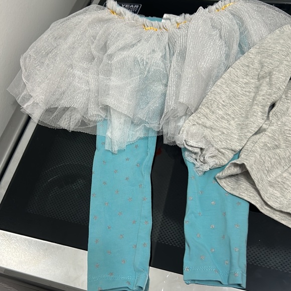 Girls two piece matching set stars sparkle tutu tulle flower fancy - Picture 2 of 5